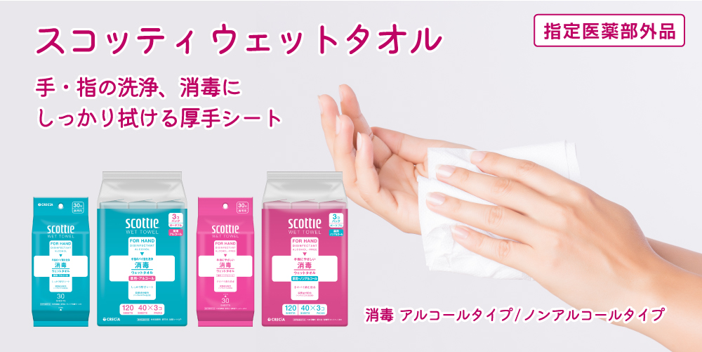 手・指の洗浄、消毒に しっかり拭ける厚手シート